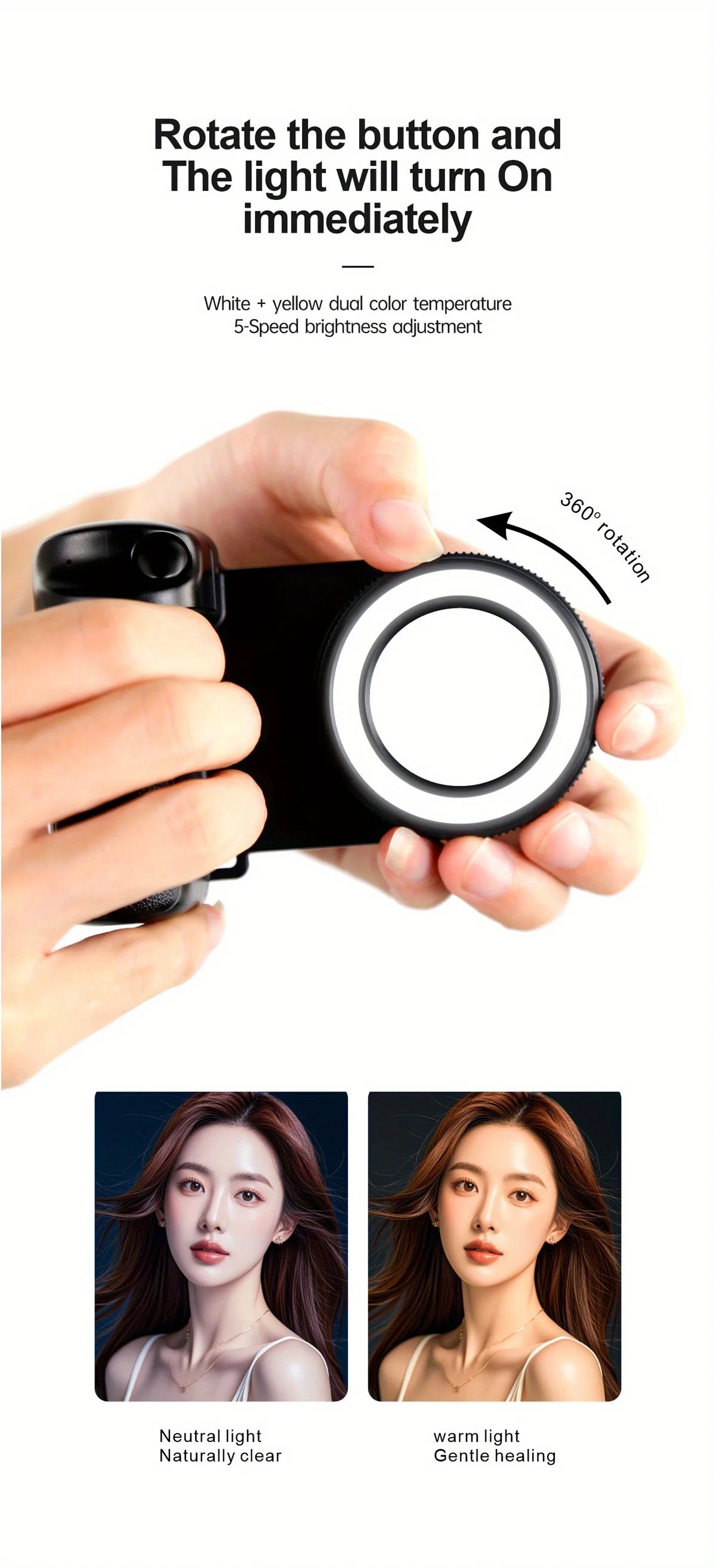 Magnetic Phone Grip with Bluetooth Remote & Fill Light Instabuy Hub